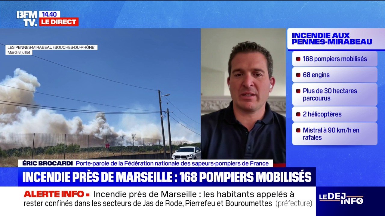 Incendie près de Marseille: "On est sur une phase extrêmement délicate" (Fédération nationale des sapeurs-pompiers de France)