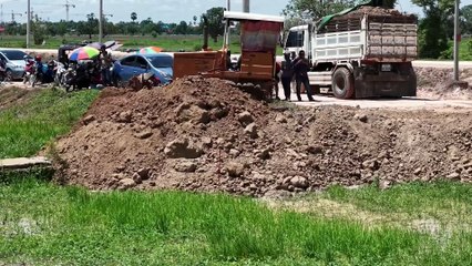 Wonderful !! Landfill Stone Delete Deep Pond Process By Bulldozer D20A and Dump Truck 5Ton