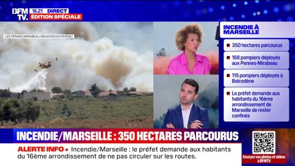 Le feu qui s'est déclaré aux Pennes-Mirabeau, et qui a atteint le nord de Marseille, a déjà parcouru 350 hectares