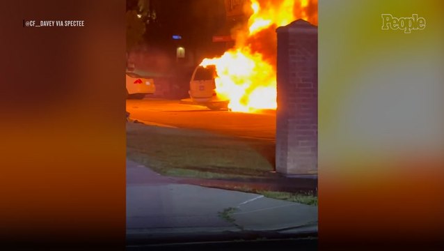 Domino's Pizza Restaurant Bursts into Flames in Alarming Footage After 'Devastating' 3-Car Crash