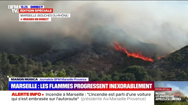 Incendie à Marseille: au moins cinq maisons des Pennes-Mirabeau ont été touchées par les flammes qui progressent très rapidement