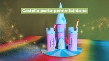 Castello porta-penne con rotoli di carta igienica