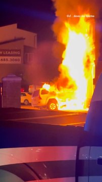 Domino's Pizza Restaurant Bursts into Flames in Alarming Footage After 'Devastating' 3-Car Crash