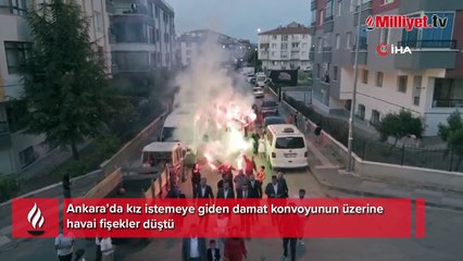 Ankara’da kız isteme olayında ortalık karıştı: Konvoyun üzerine havai fişekler düştü