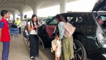DIA MIRZA WITH SON FLYING FROM MUMBAI SPOTTED AT AIRPORT