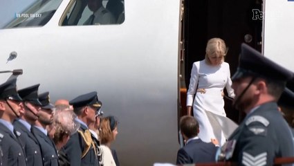 Emmanuel Macron and Wife Brigitte Have Another Awkward Airplane Moment Ahead of Royal Visit