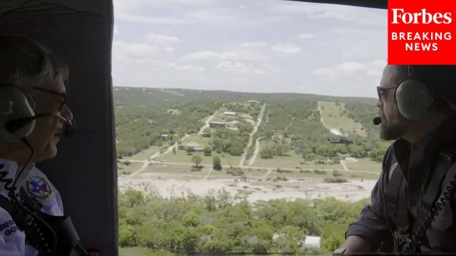 Governor Greg Abbott Receives An Aerial Tour Of The Devastation From The Texas Flooding