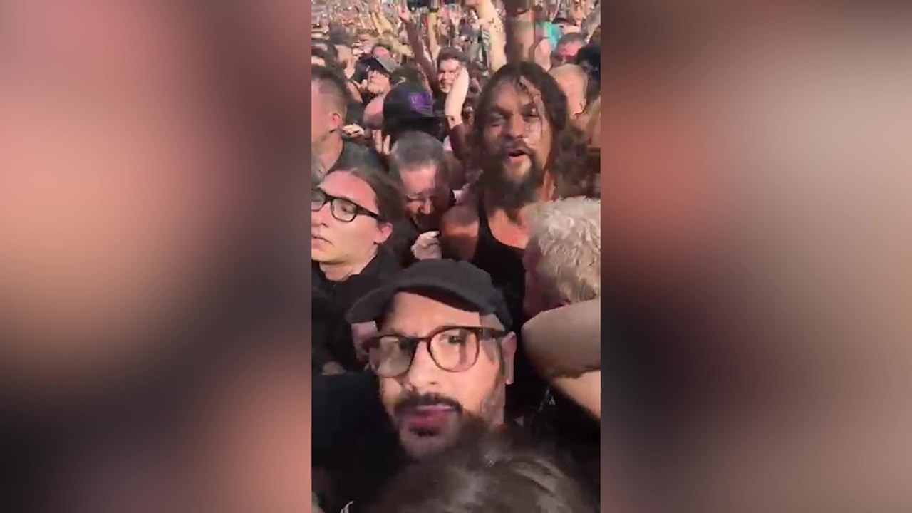 Jason Momoa surprises metal fans by moshing in the pit at Black Sabbath’s farewell in Birmingham