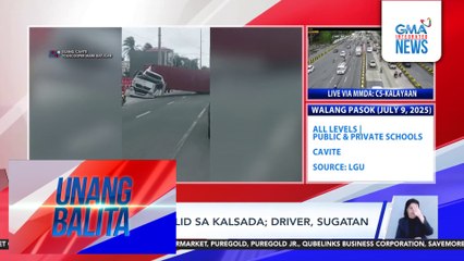 Truck, tumagilid sa kalsada; driver, sugatan | Unang Balita