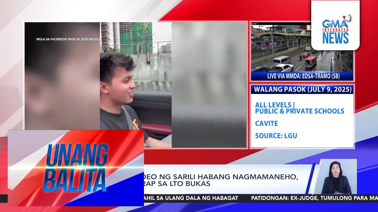 Driver na nag-video ng sarili habang nagmamaneho, nag-sorry; haharap sa LTO bukas | Unang Balita