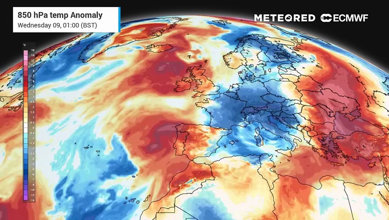 Temperature anomalies over Europe for the next few days