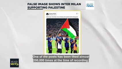 False image shows Inter Milan supporting Palestine with flag