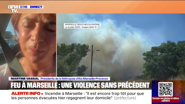 Incendie à Marseille: Ce n'est pas terminé, les conditions météo nous inquiètent , indique Marine Vassal (présidente de la Métropole Aix-Marseille-Provence