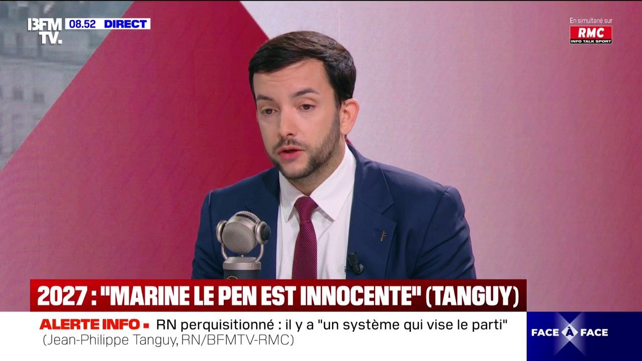 Inéligibilité de Marine Le Pen: "Je n'ai aucun doute sur son innocence (...) je ne suis pas du tout inquiet", affirme Jean-Philippe Tanguy (RN)