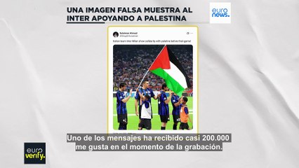 Euroverify: Una imagen falsa muestra al Inter de Milán apoyando a Palestina con una bandera