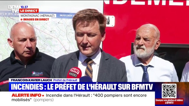 Incendies dans l'Hérault: le préfet indique neuf départs de feu (...) le plus important a été fixé à 5 heures du matin