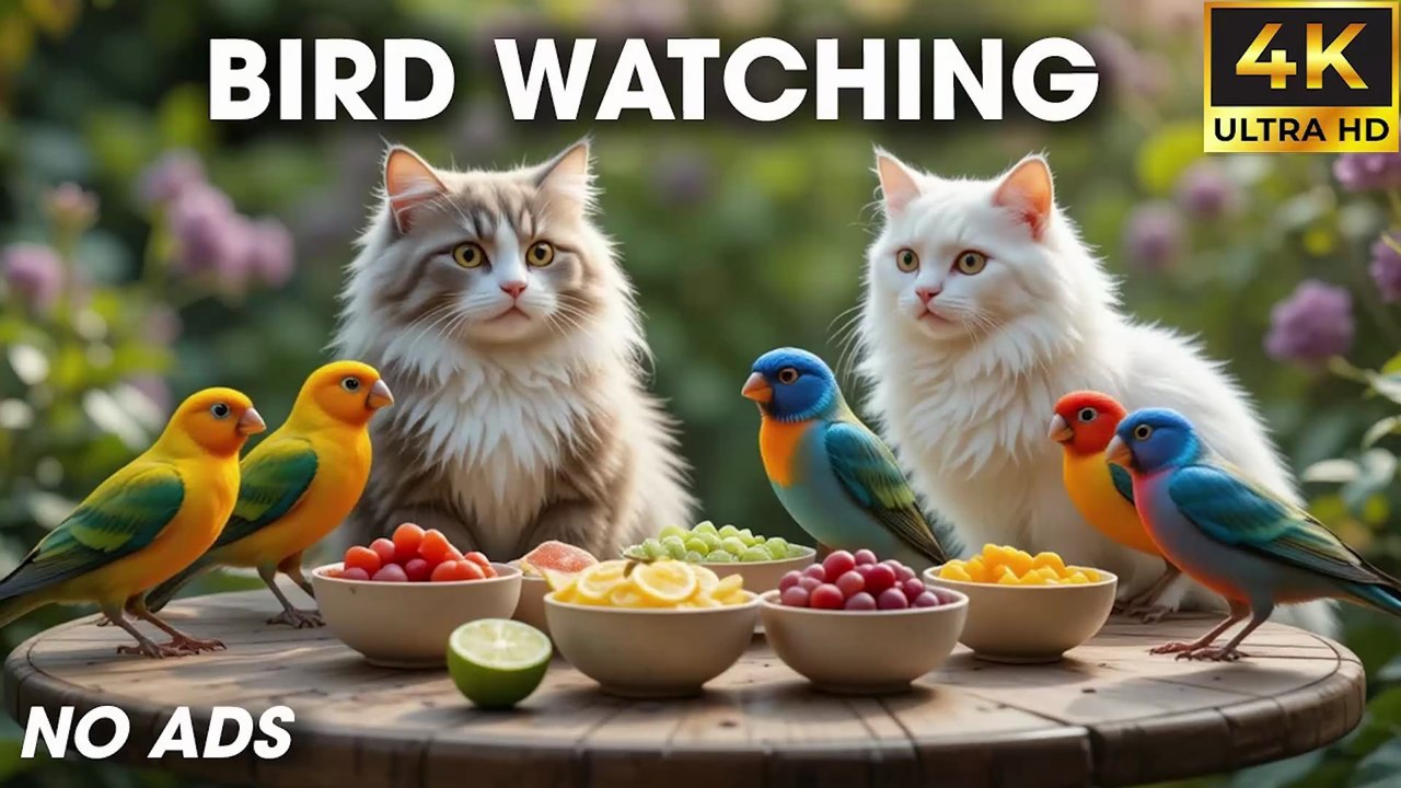 Birds & Squirrels Explore a Quiet Forest Trail - Birds For Cats To Watch [NO ADS]