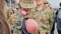 Airman Shares Emotional First Hug With Baby Son | Happily TV