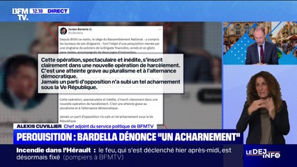 Perquisition au siège du RN: Jordan Bardella dénonce "une opération de harcèlement"