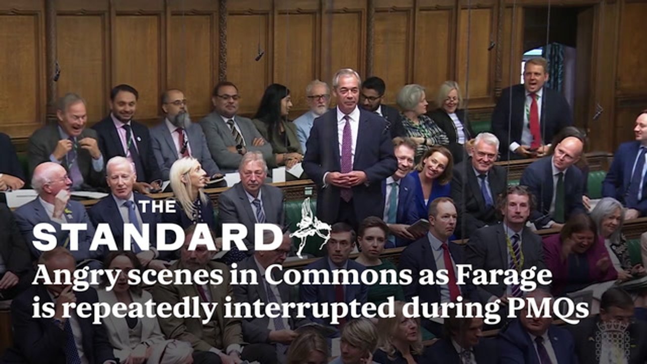 Angry scenes in Commons as Farage is repeatedly interrupted during PMQs