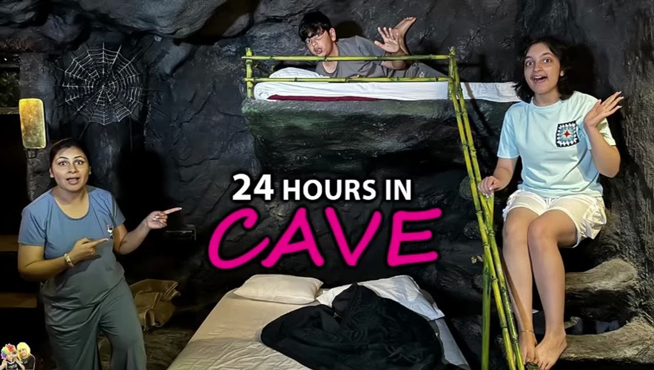 LIVING IN CAVE for 24 Hrs _ Family Travel Vlog _ Aayu and Pihu Show (1)