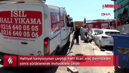 Üsküdar’da 3 araç birbirine girdi: Motosiklet sürücüsünün ayağı koptu