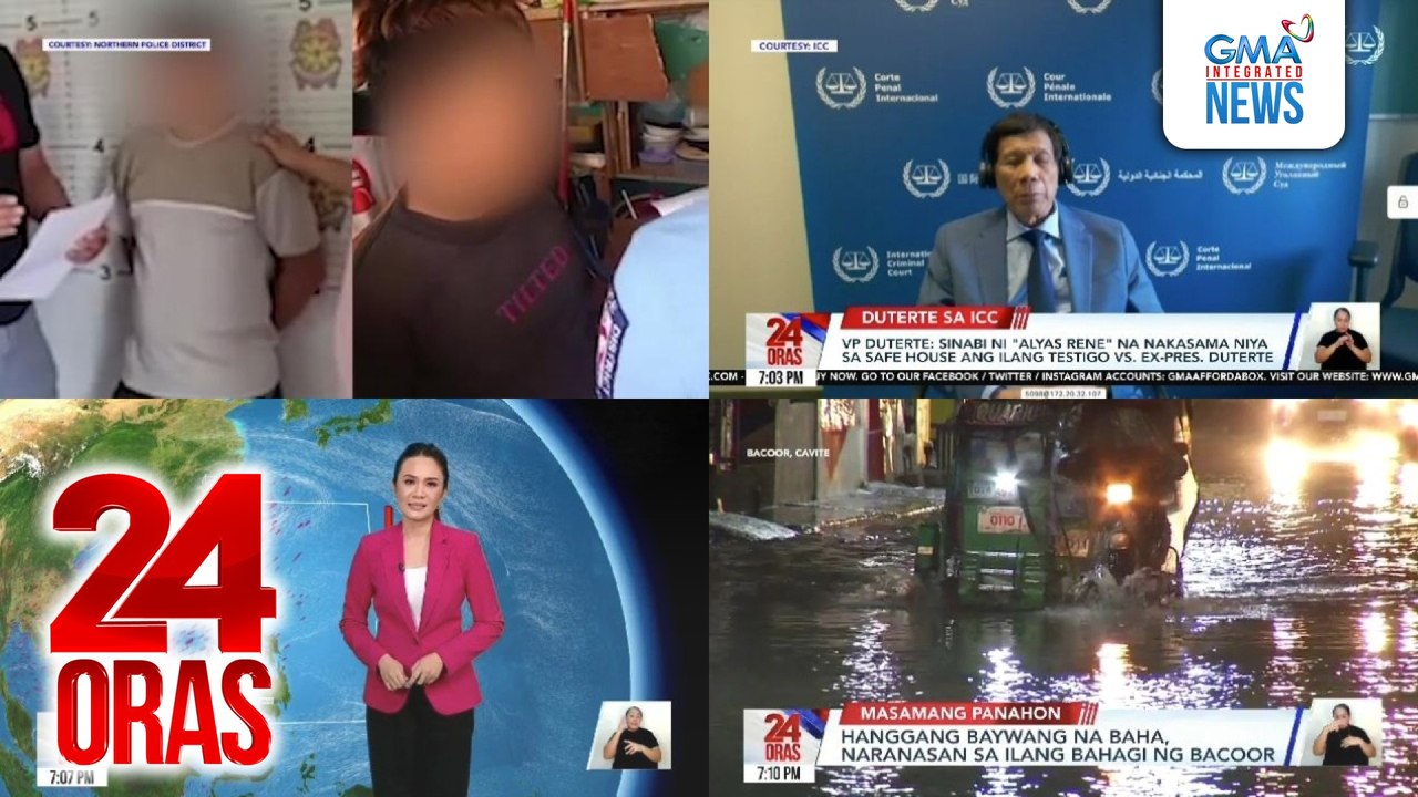 24 Oras: (Part 2) PAGASA: Posibleng maging maulan pa rin ngayong gabi at sa mga susunod na araw; hanggang baywang na baha, naranasan sa ilang bahagi ng Bacoor; 25-anyos na PWD na binugbog at tinaser sa bus, nagreklamo vs. bus driver at konduktor, atbp.