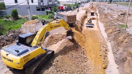 Wow!! So Scary Time Driver Dump Truck  25.5T  Go To The Back While Heavy Machine Uploading Soil