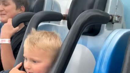 Little boy's first drop ride experience becomes a mix of laughter and fear