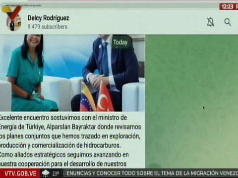 Vpdta. Delcy Rodríguez sostuvo encuentro con el ministro de energía de Türkiye Alparslan Bayraktar