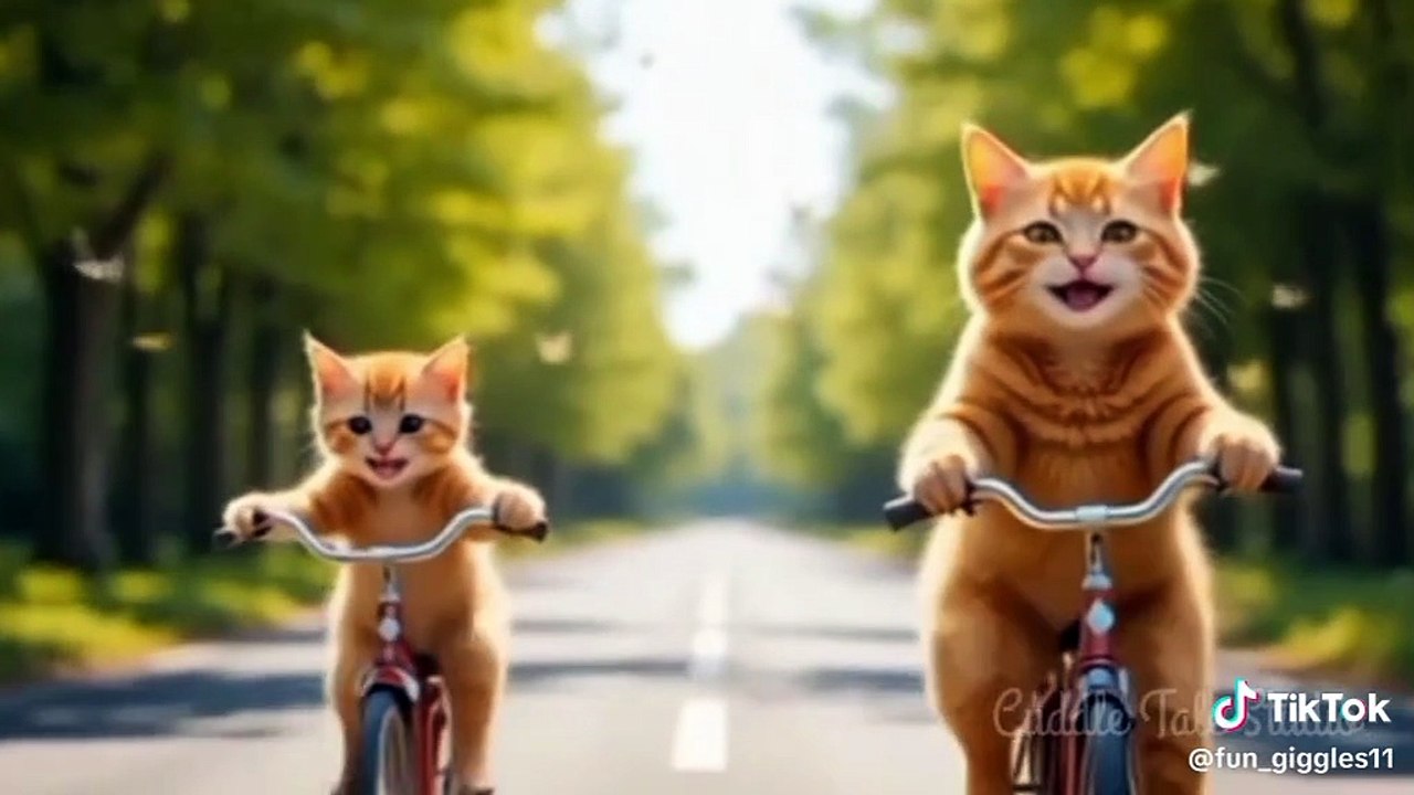 The Kitten First Ride With Mama Cat