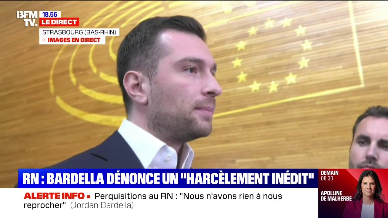 "Elles visaient très certainement à fouiller mon bureau": Jordan Bardella estime que ces perquisitions "avaient d'autres buts que ceux indiqués par les magistrats"