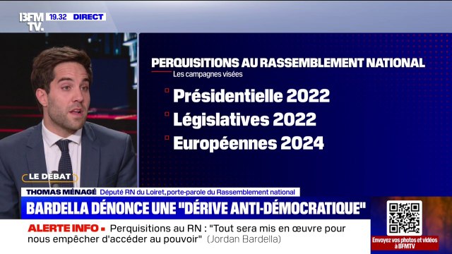 Perquisition au siège du Rassemblement national: Thomas Ménagé dénonce une volonté de barrer la route au parti