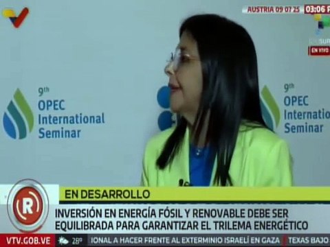 Vicepresidenta Rodríguez resaltó la importancia de equilibrar las inversiones en energías fósiles y renovables