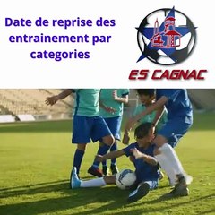 Date de reprise des entrainements par catégories 2024-2025