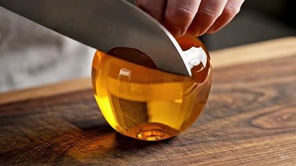 Cutting Glass yellow apple Fruit #asmr #satisfying #asmrsounds #fruit