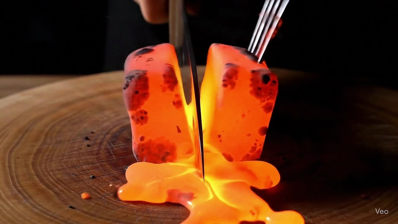 Slicing Molten Lava #satisfying #asmr #asmrsounds