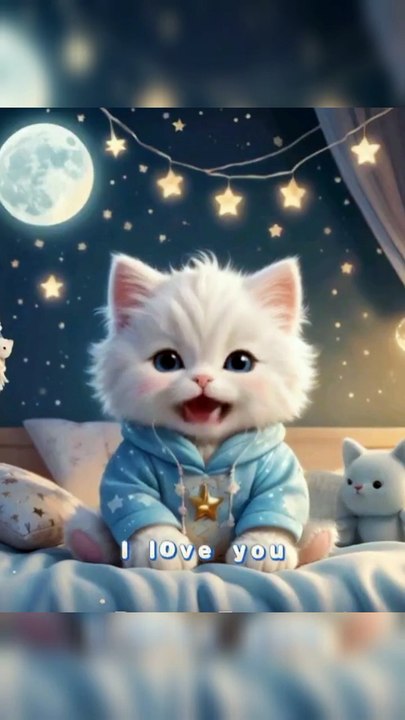 Kitten Says: “I Love You… But It’s Bedtime!” 😴💖 Good Night!