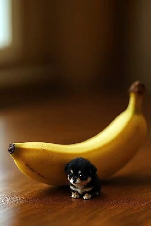 small dog and banana