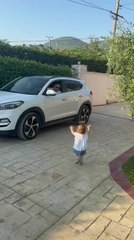 Toddler Gets Excited to Greet Dad as he Comes Home