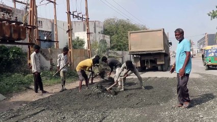 MORBI TRAJPAR CHOWKDI TO GUNTU ROAD REPAIRING DUE TO DAMAGE OF HEAVY RAIN