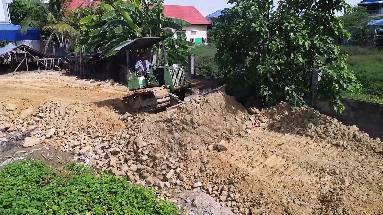 Fantastic Project!! Dump Truck 5T Soil Stone Fill Delete Flooded Area And Bulldozer Pushing