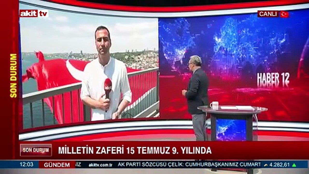 15 Temmuz Şehitler Köprüsü’ne dev bir Türk bayrağı asıldı.