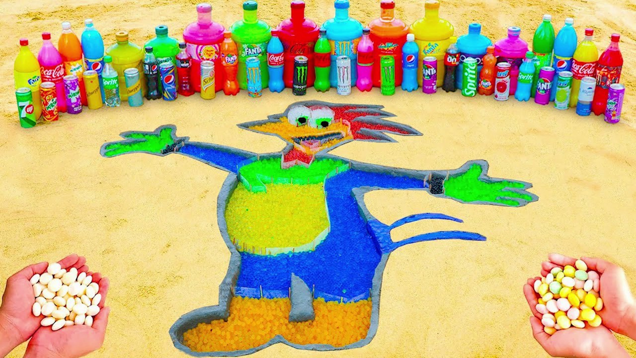 How to make Woody Woodpecker with Orbeez Colorful, Fanta, Big Coca-Cola, Mentos and Popular Sodas