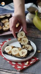 Mini banana, peanut butter and chocolate bars, ultra gourmet with no added sugar