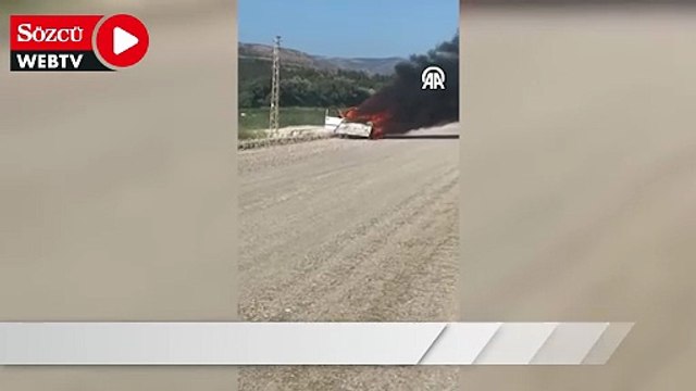 Amasya'da seyir halindeyken yangın çıkan otomobil kullanılamaz hale geldi