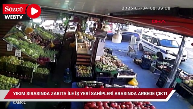Esenyurt'ta yıkım sırasında zabıta ile iş yeri sahipleri arasında arbede çıktı