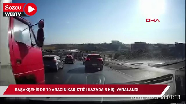 Başakşehir'de 10 aracın karıştığı kazada 3 kişi yaralandı