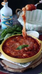 Gratinado de ñoquis con tomate y mozzarella - gnocchi o ñoquis alla sorrentina