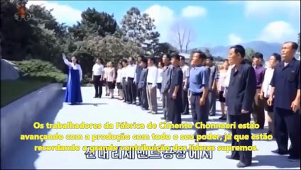 Trabalhadores da Fábrica de Cimento Chonnaeri relembram as façanhas de Kim Il Sung